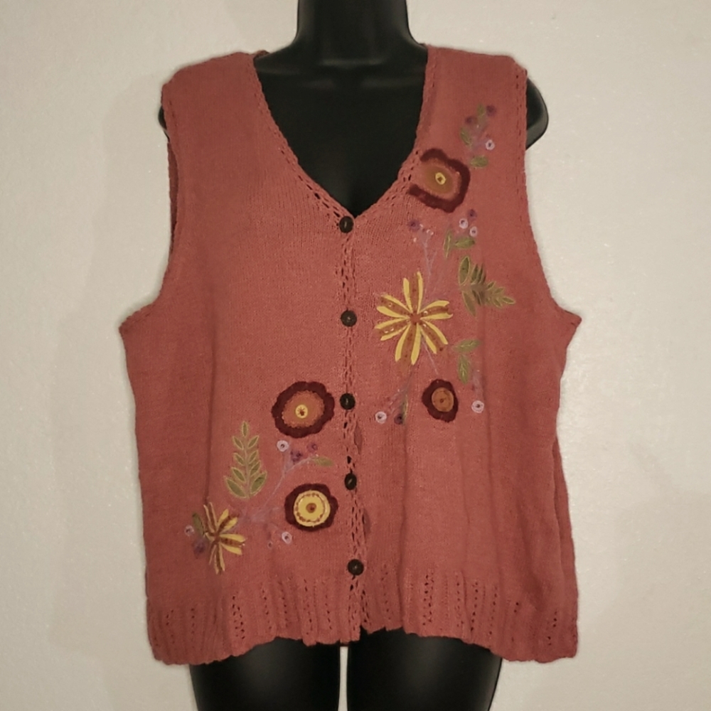 Sigrid Olson 2X coral sweater vest